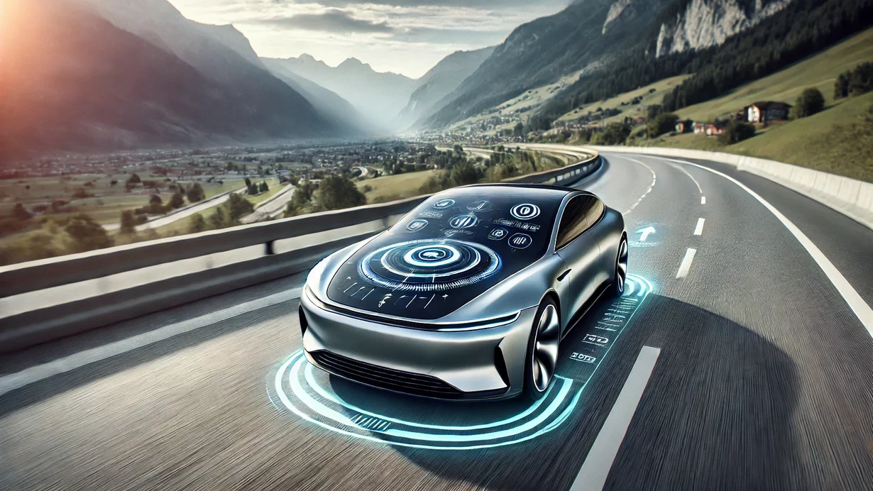
										[Translate to French:] Voiture futuriste sur autoroute suisse
									